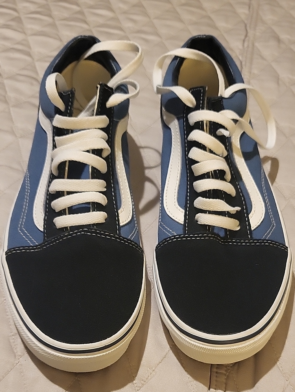 Vans Low-Top Skate Sneakers in Blue, Black & White